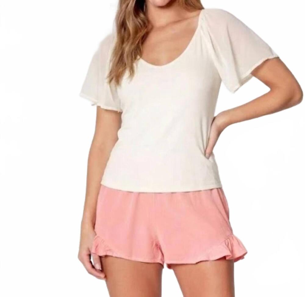 NEW MAVEN WEST flutter sleeve scoop back knit top in ivory